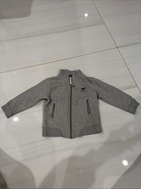 Armani Junior Heather Gray Zip-Up Sweatshirt